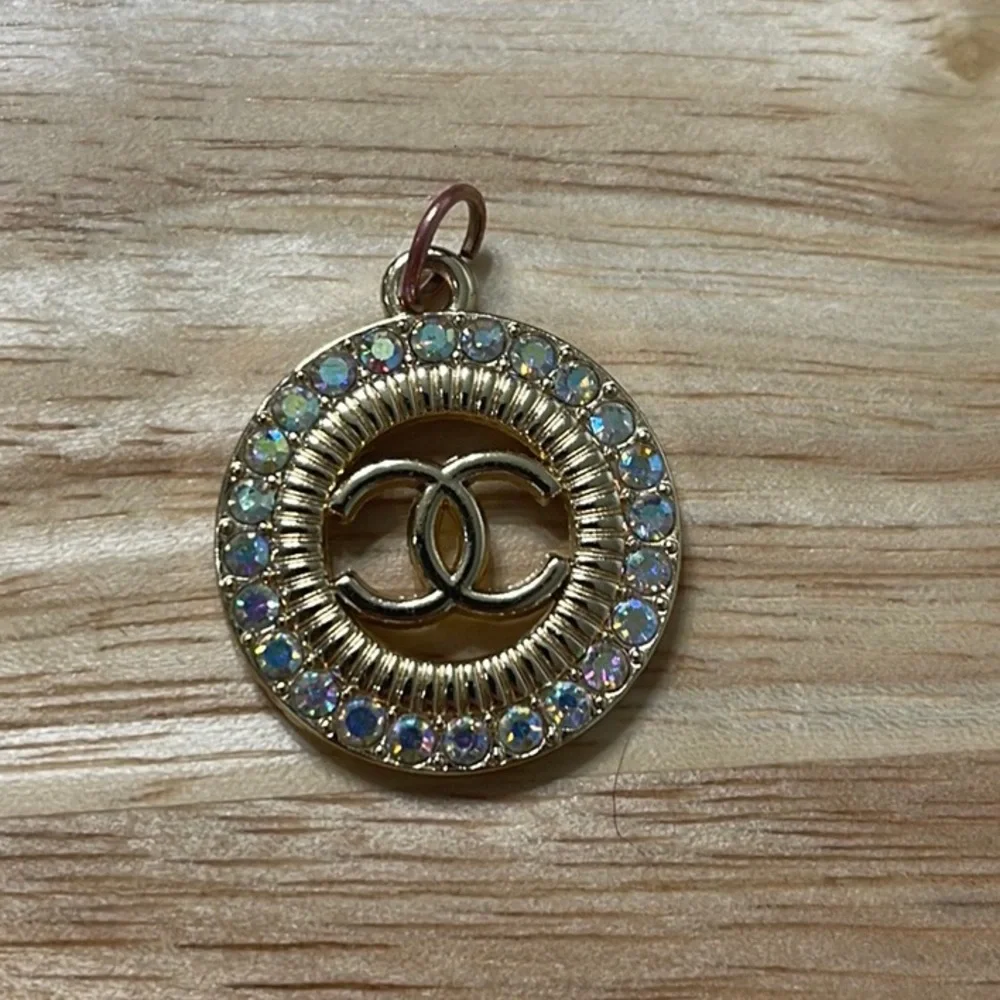 Chanel Charm for Necklace Gold CC Iridescent Sparkle Authentic